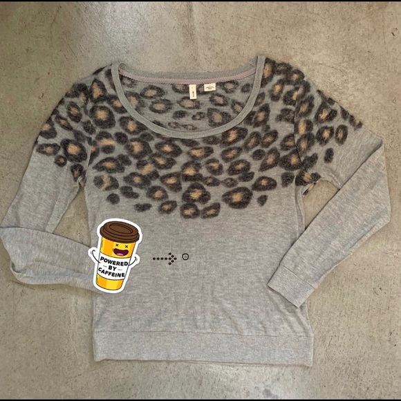 Anthropologie Gray Moth Leopard PrintSweater - Picture 8 of 8